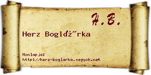 Herz Boglárka névjegykártya